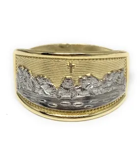 14k Solid Gold Yellow & White Gold Wide Last Supper Ring