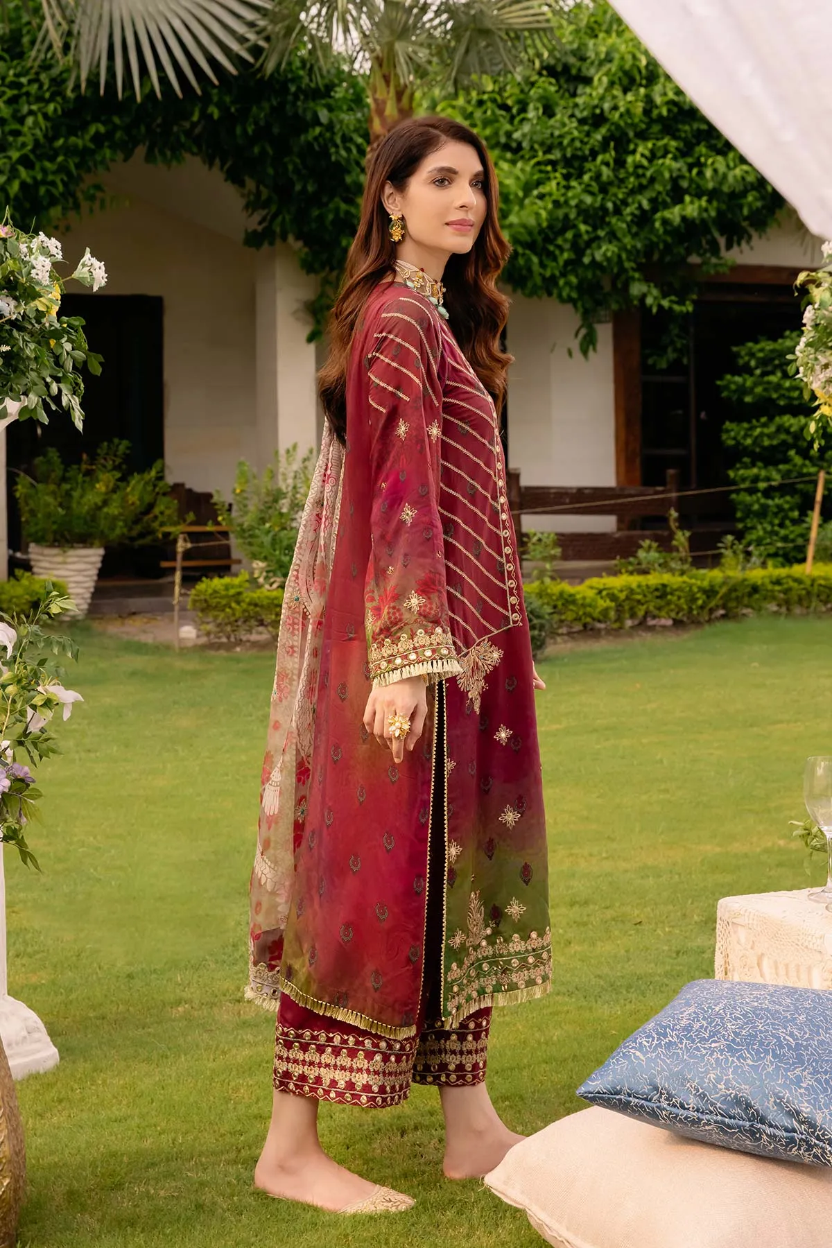 3-Pc Charizma Unstitched Embroidered Swiss Lawn With Chiffon Dupatta CSM-3-01