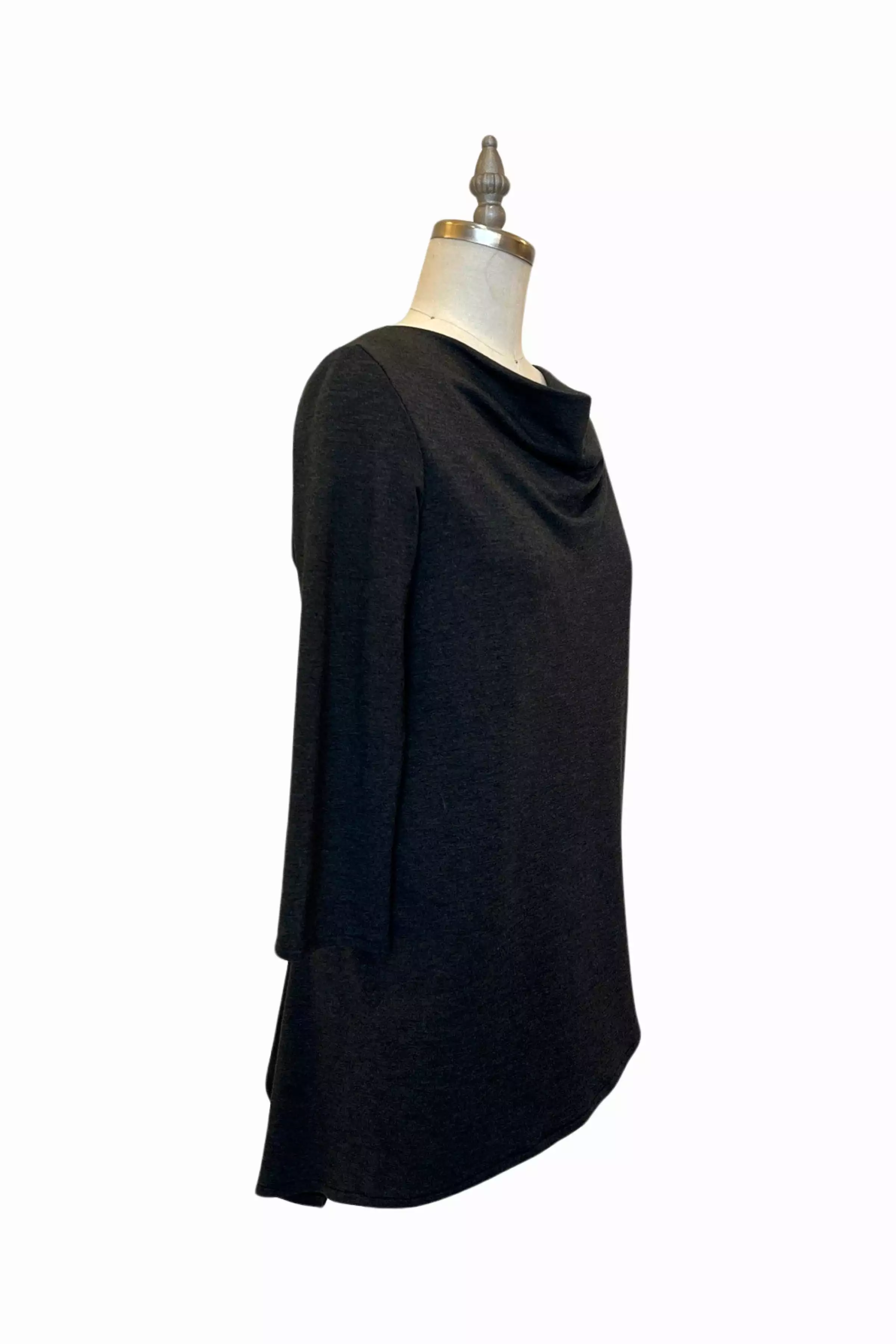 3/4 Sleeve Trapezoid Tunic | Charcoal Fleece