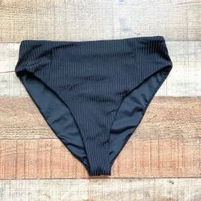 Aava Black Ribbed Mid-Waist Bikini Bottoms NWT-Size S (we have matching bikini top)