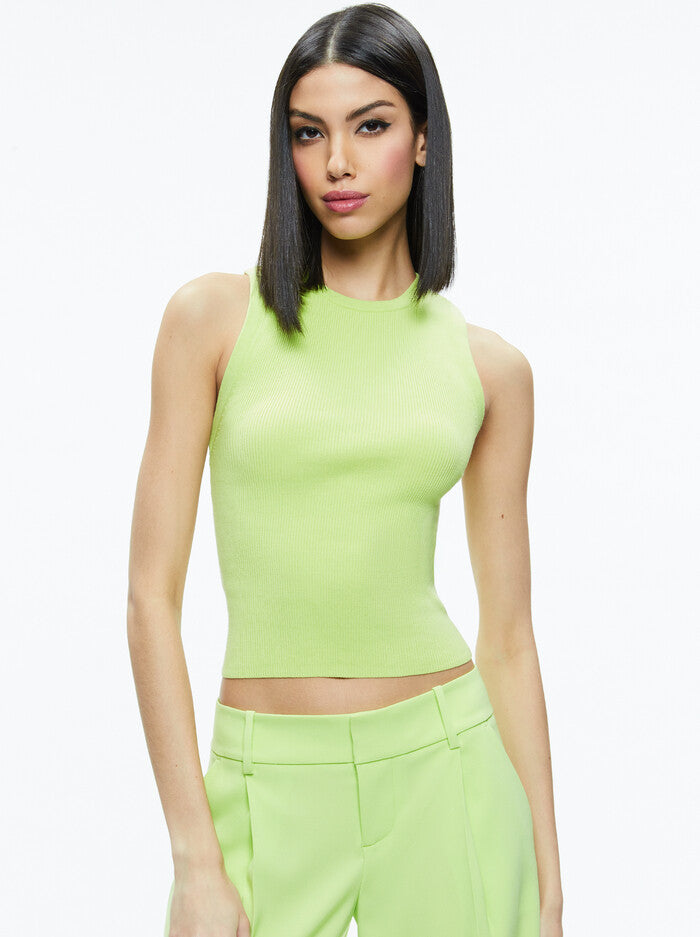 Alice + Olivia - Tonita Ribbed Tank - Sharp Green