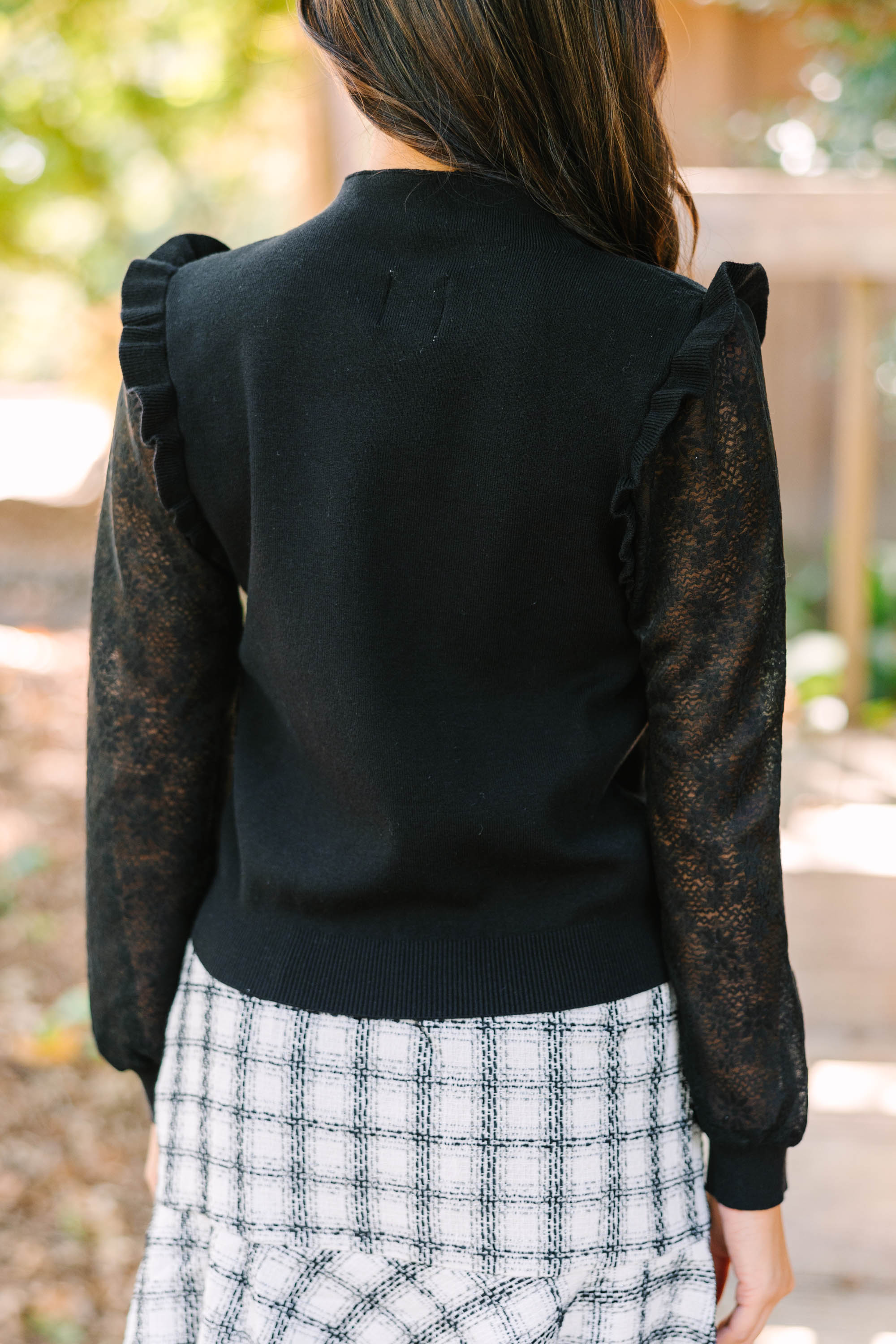 All Around The Way Black Ruffled Sweater