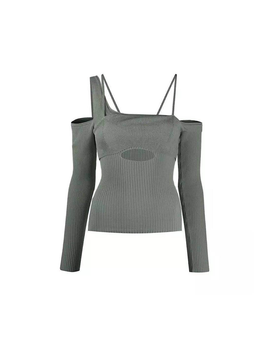 Asymmetrical Elastic Knit Top