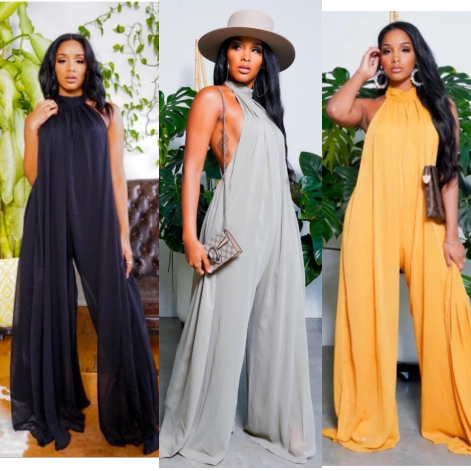 Backless Wide Leg Jumpsuit