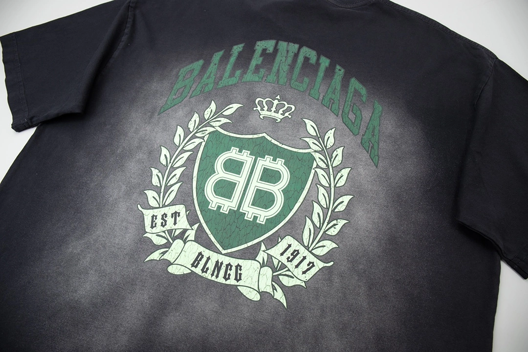 Balenciaga early spring new washed design green logo printed T-shirt 1.22