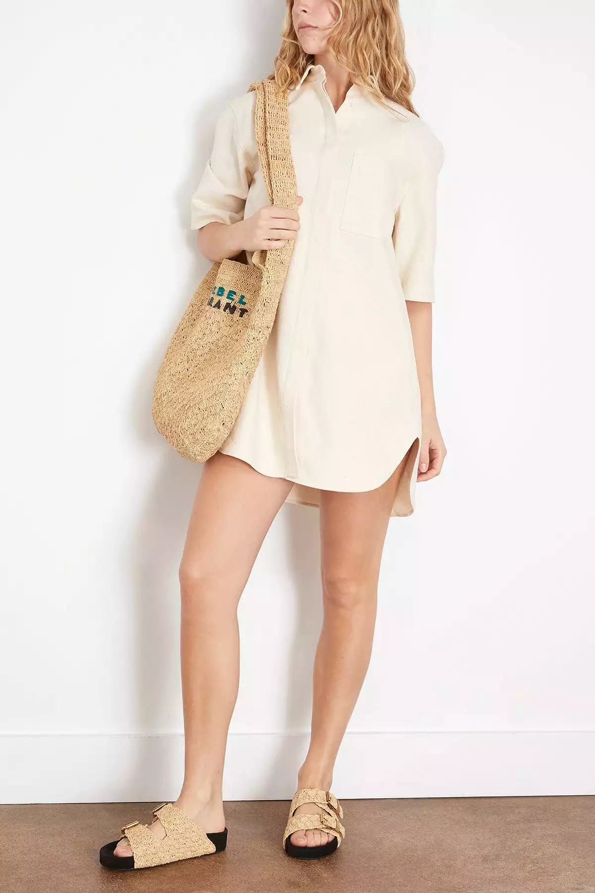 Basava Shirt Dress in Rice Ivory