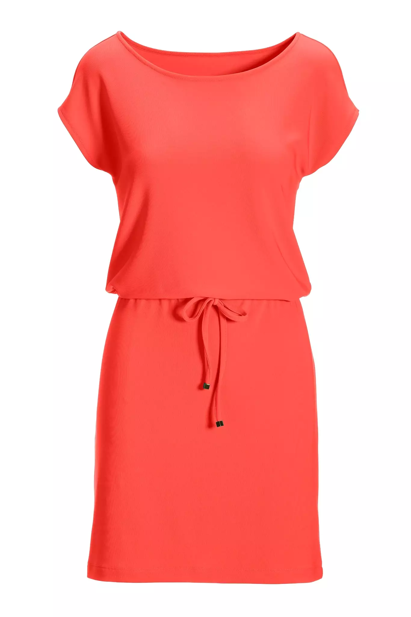 Beyond Travel Drawstring-Waist Short Dress Hot Coral