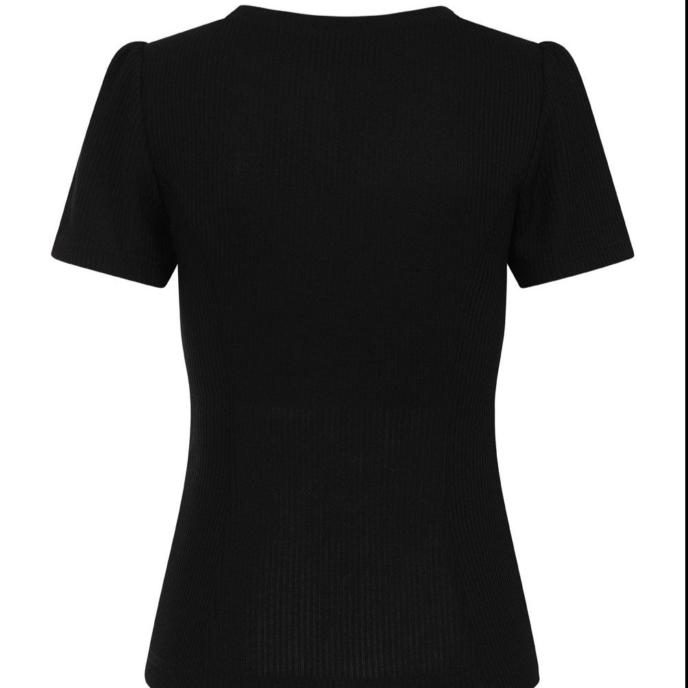 Black Vintage Ribbed Knitted Top