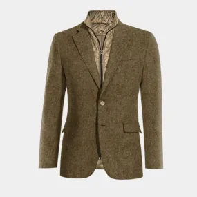  Blazer marrón de donegal tweed solapa ancha