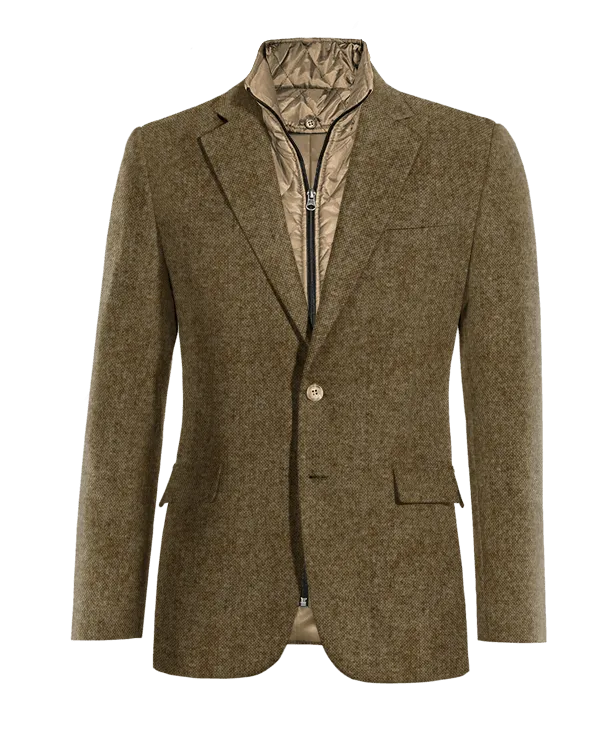  Blazer marrón de donegal tweed solapa ancha