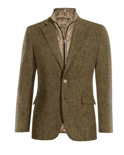  Blazer marrón de donegal tweed solapa ancha