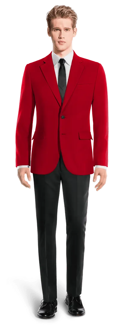  Blazer rojo intenso solapa ancha esencial