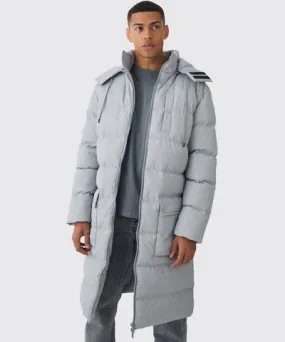 boohoo Mens Longline Hooded Puffer Coat