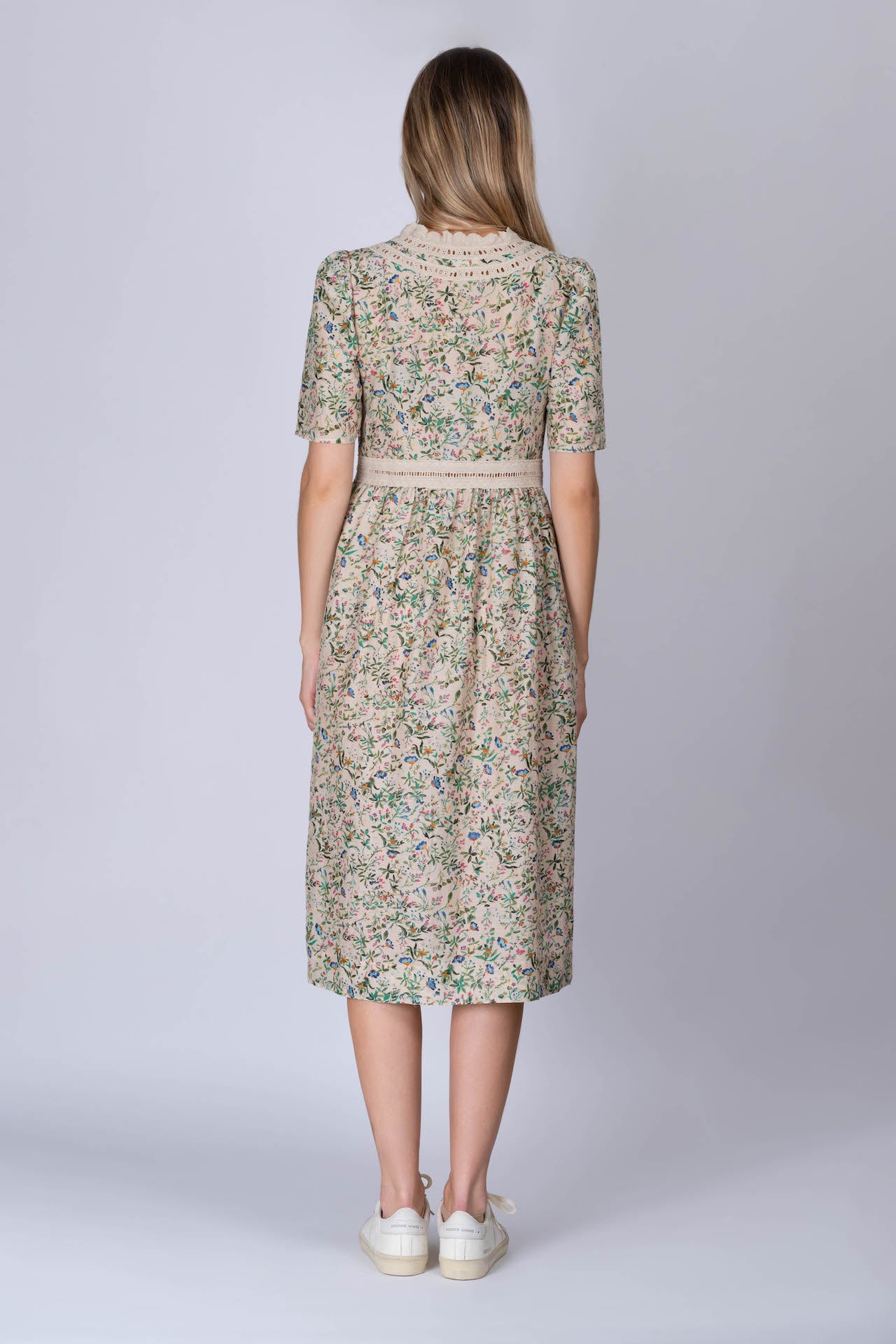 Botanical Print Cotton-Silk SOPHIA Dress