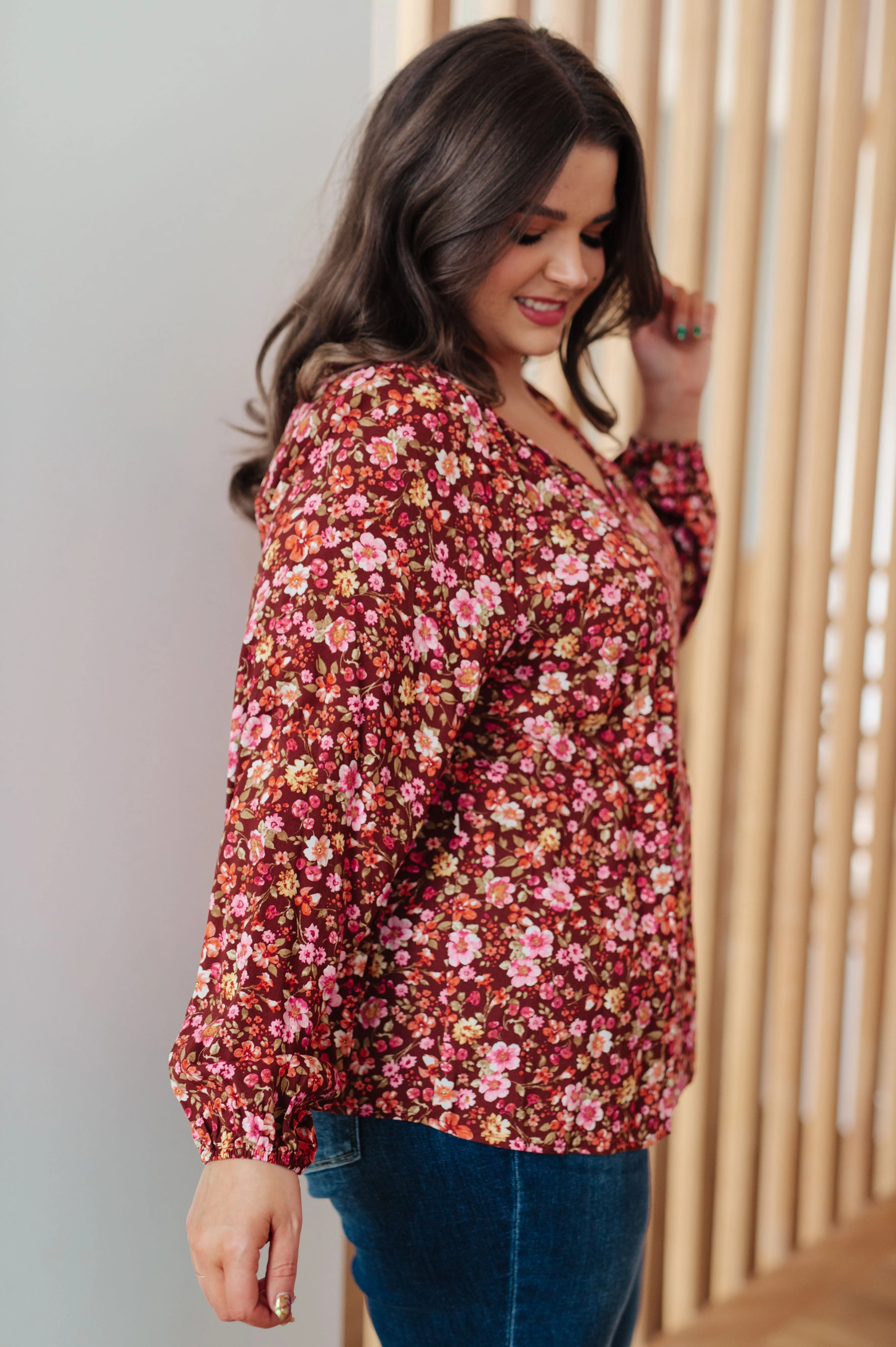 Brunch Blouse in Rust Floral