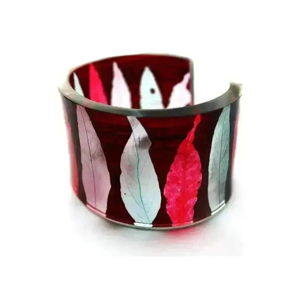 Burgundy Stripe | Wide Cuff | Recycled Perspex