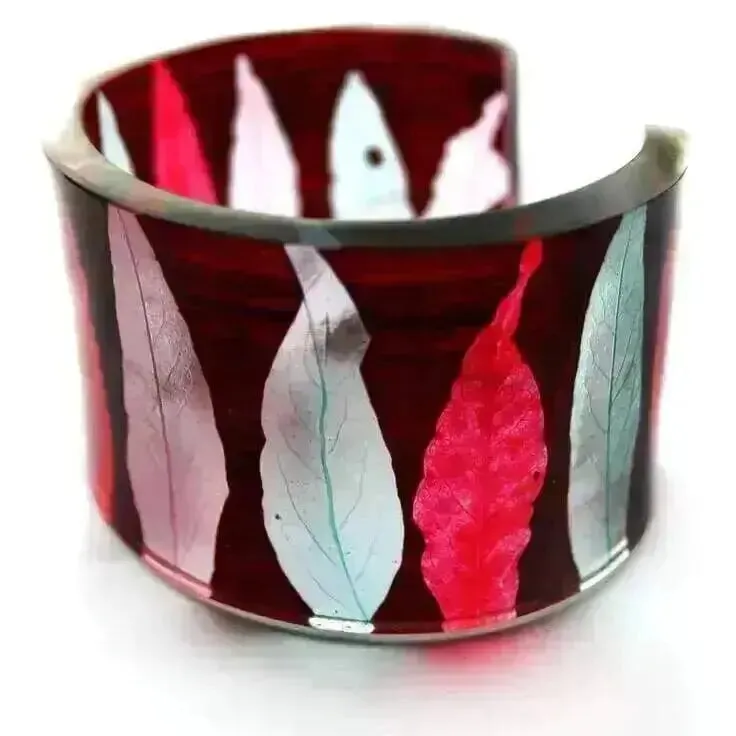 Burgundy Stripe | Wide Cuff | Recycled Perspex