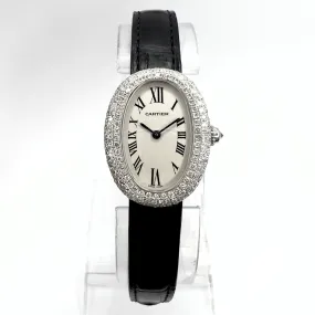 CARTIER BAIGNOIRE 18K White Gold 23mm 2.02TCW Diamond Watch