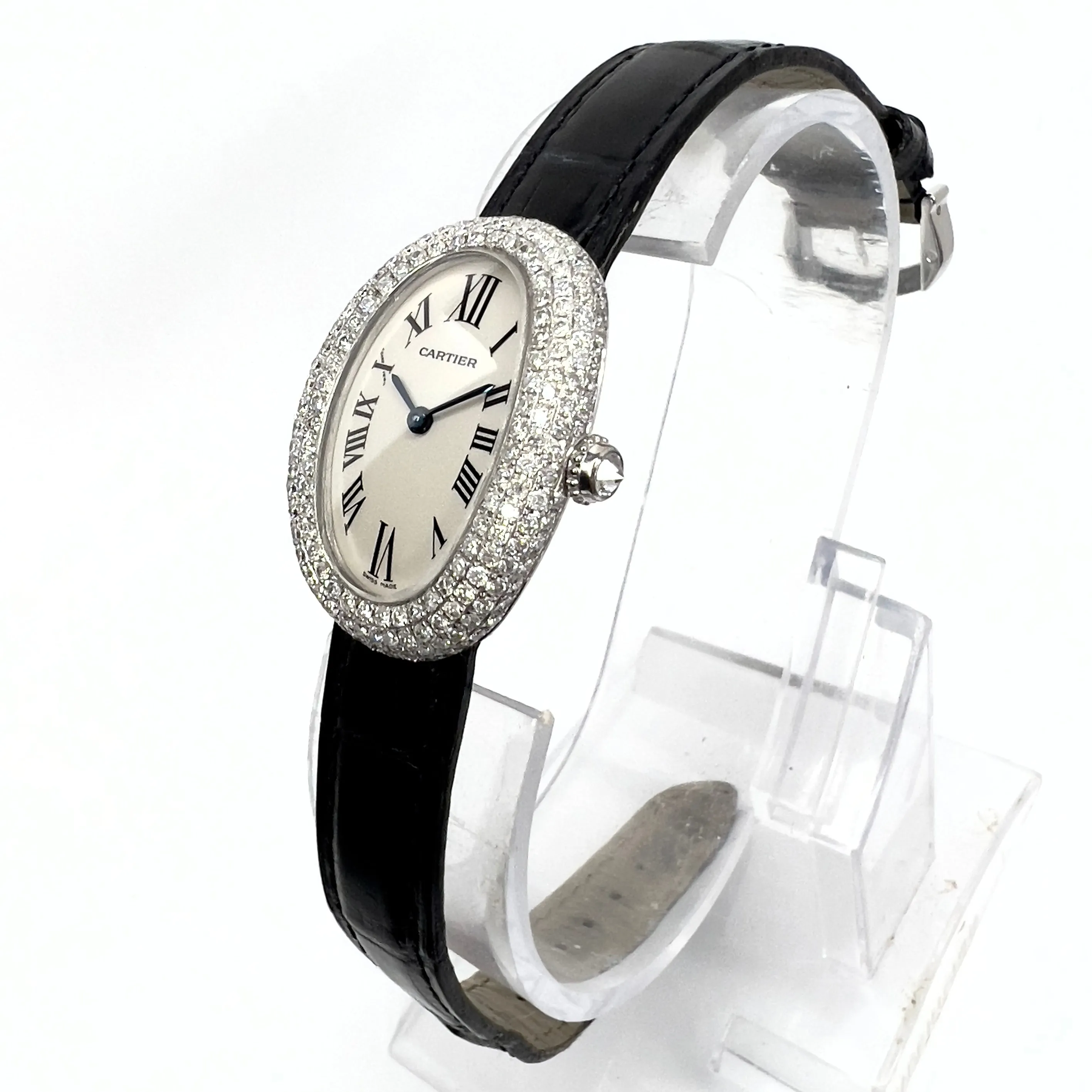 CARTIER BAIGNOIRE 18K White Gold 23mm 2.02TCW Diamond Watch