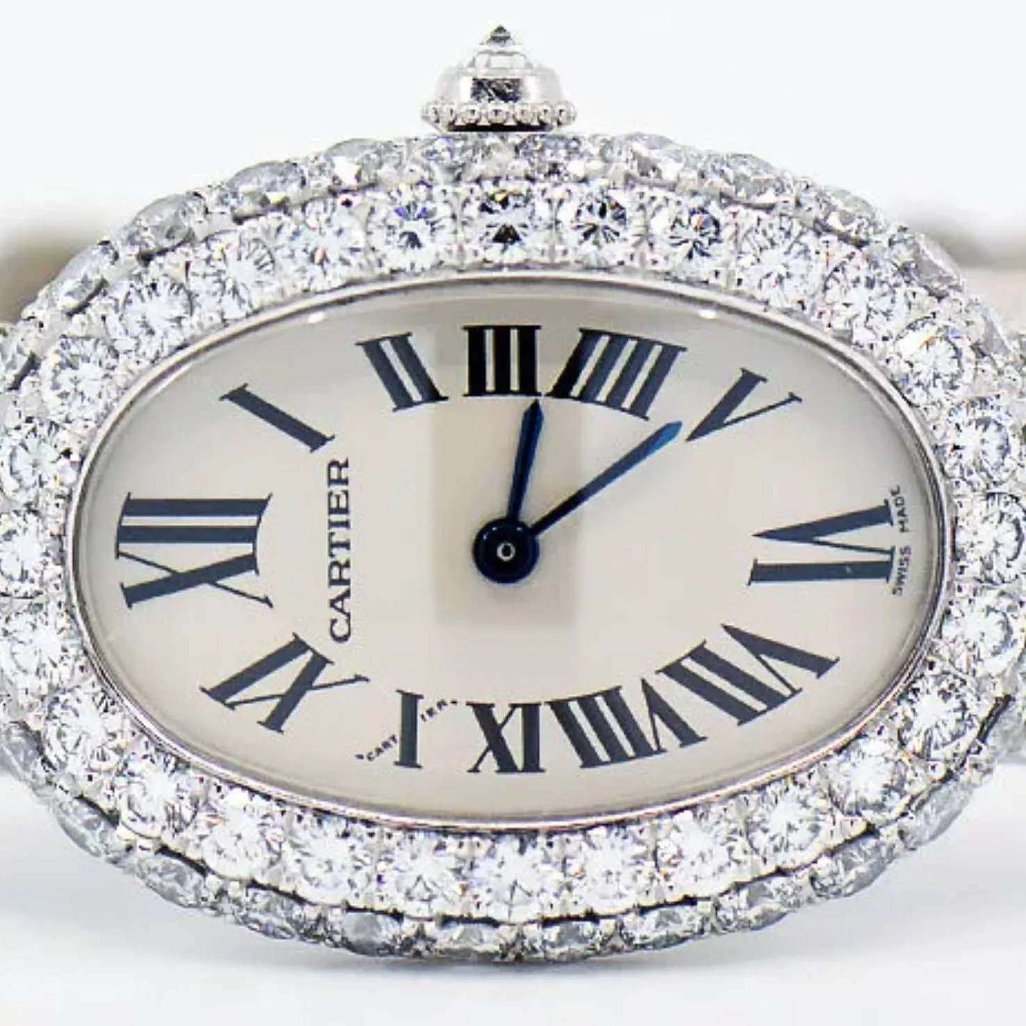 CARTIER BAIGNOIRE 23mm Quartz 18K WG ~6TCW Diamond Watch