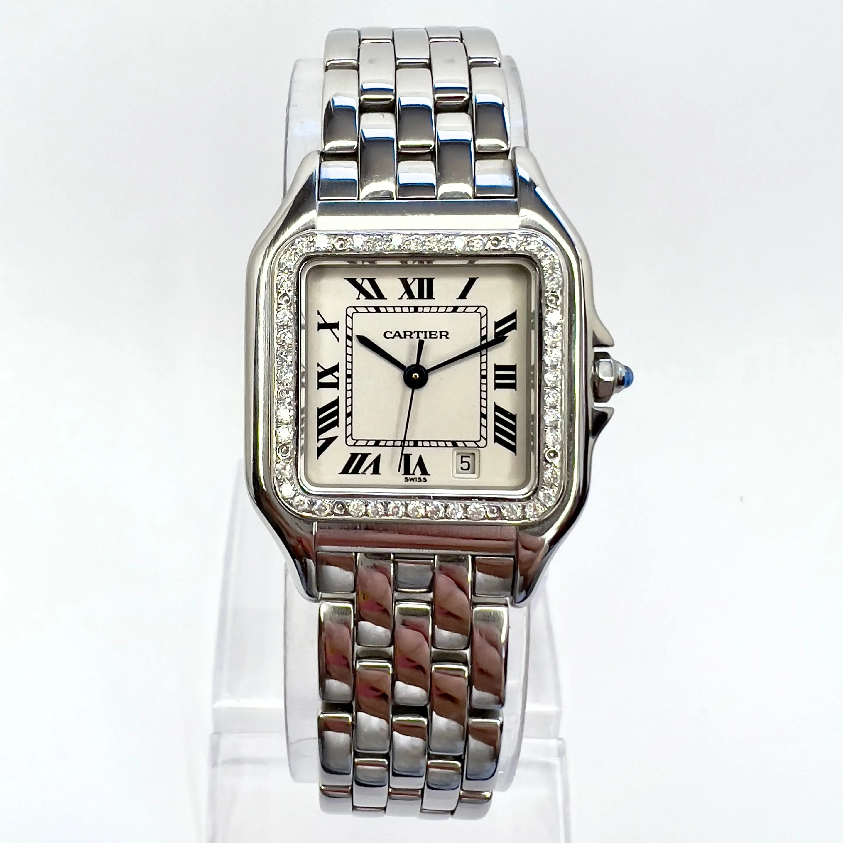 CARTIER PANTHERE Quartz 27mm Steel 0.48TCW Diamond Watch