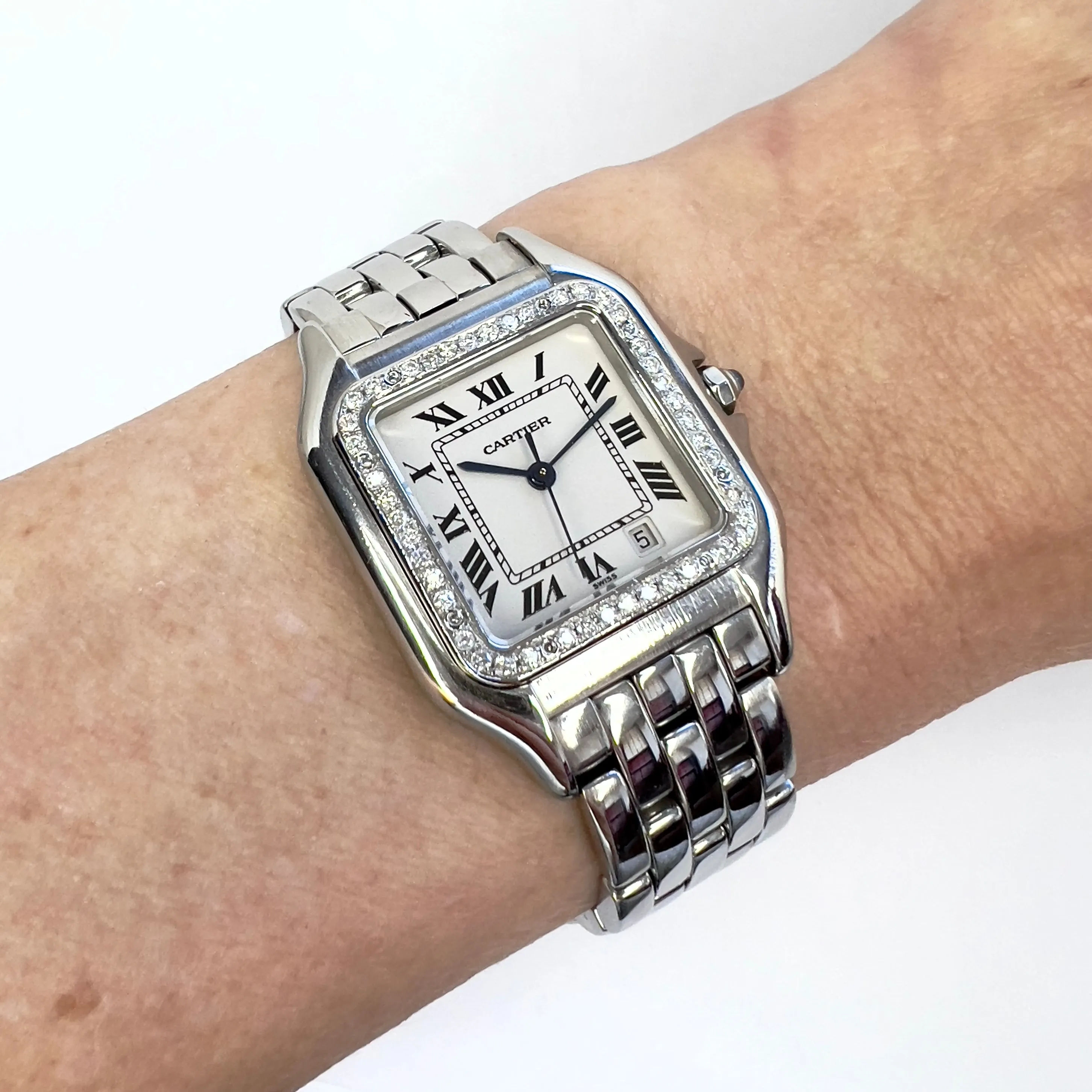 CARTIER PANTHERE Quartz 27mm Steel 0.48TCW Diamond Watch