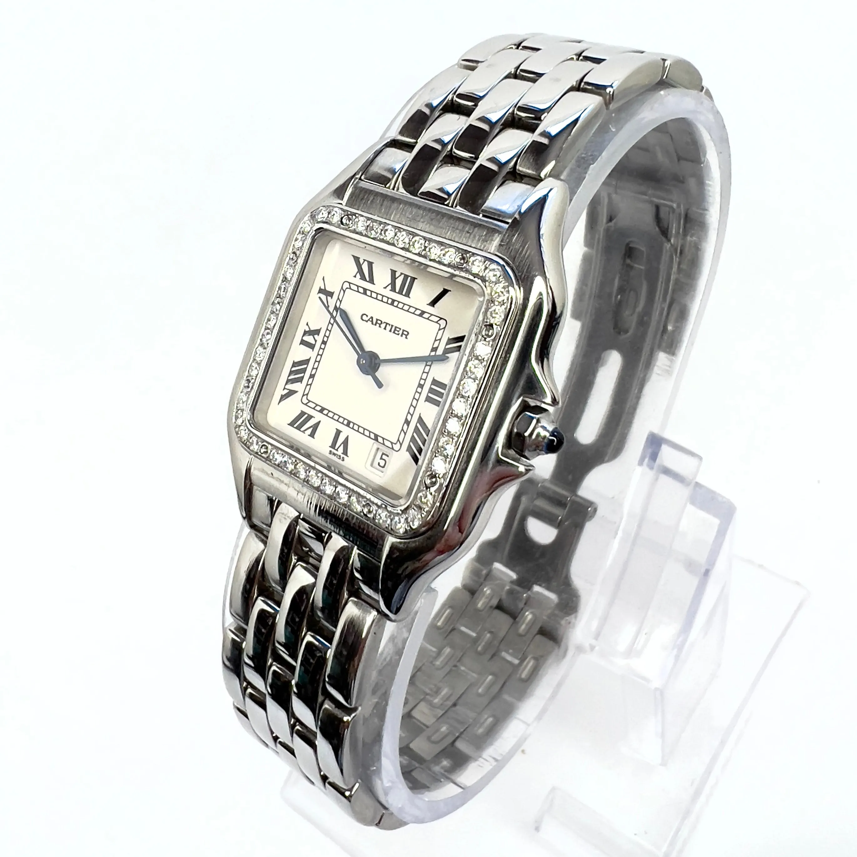 CARTIER PANTHERE Quartz 27mm Steel 0.48TCW Diamond Watch