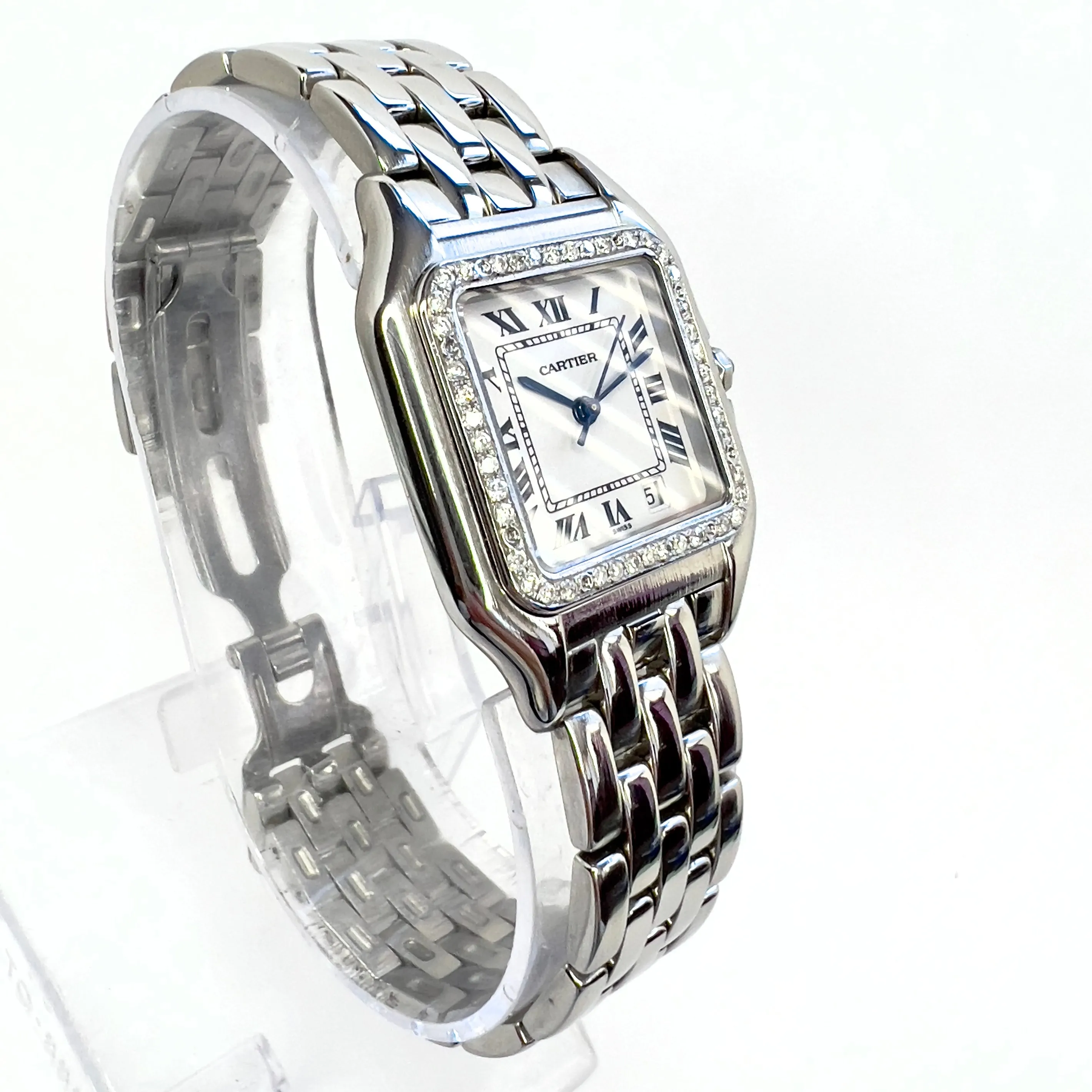 CARTIER PANTHERE Quartz 27mm Steel 0.48TCW Diamond Watch