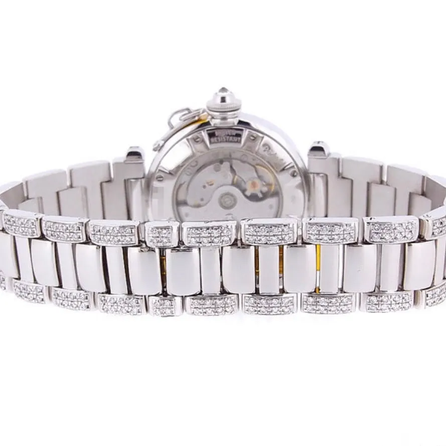 CARTIER PASHA GRID 38mm Automatic Steel 7.3TCW DIAMOND Watch