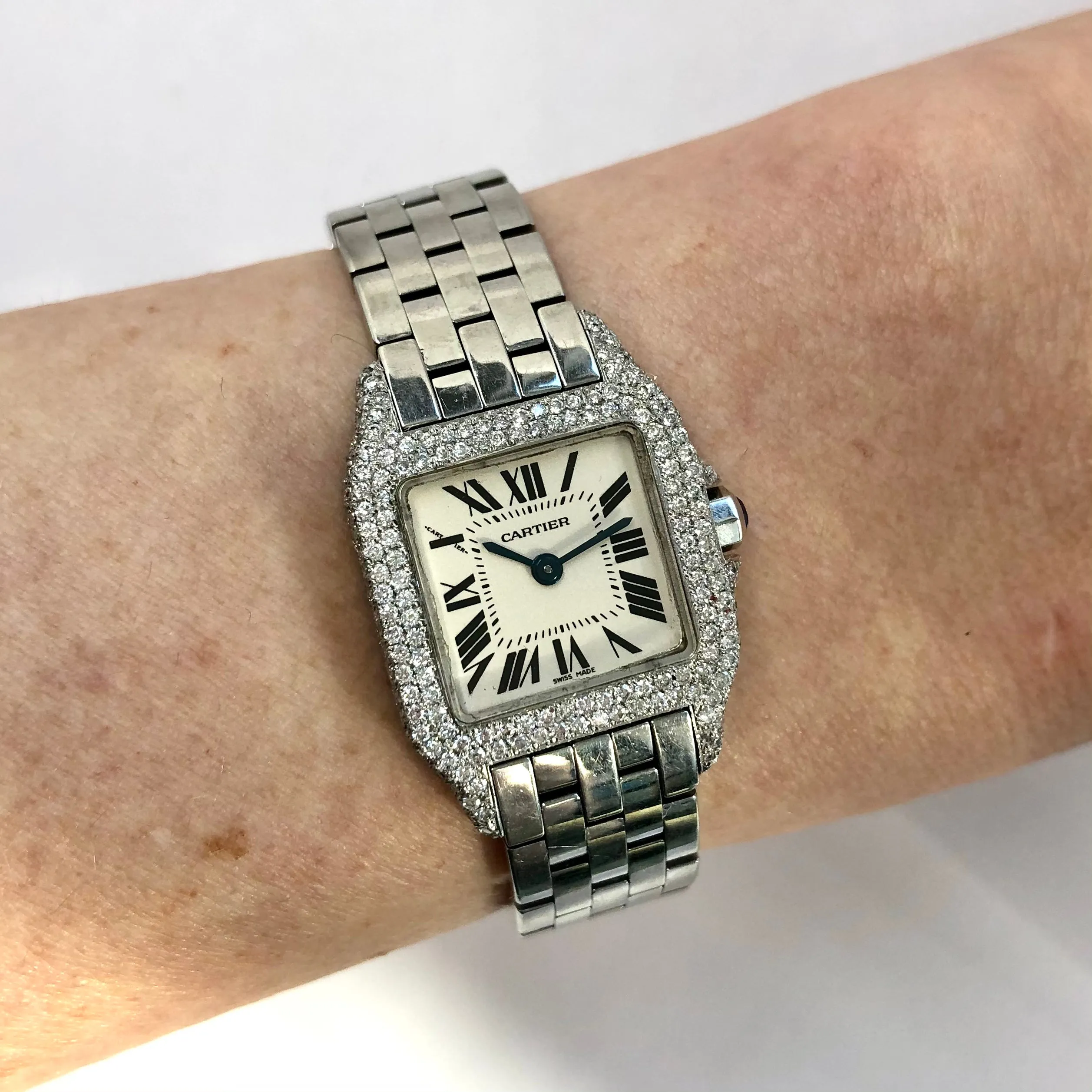 CARTIER SANTOS DEMOISELLE 2698 20mm Quartz Steel Diamond Watch