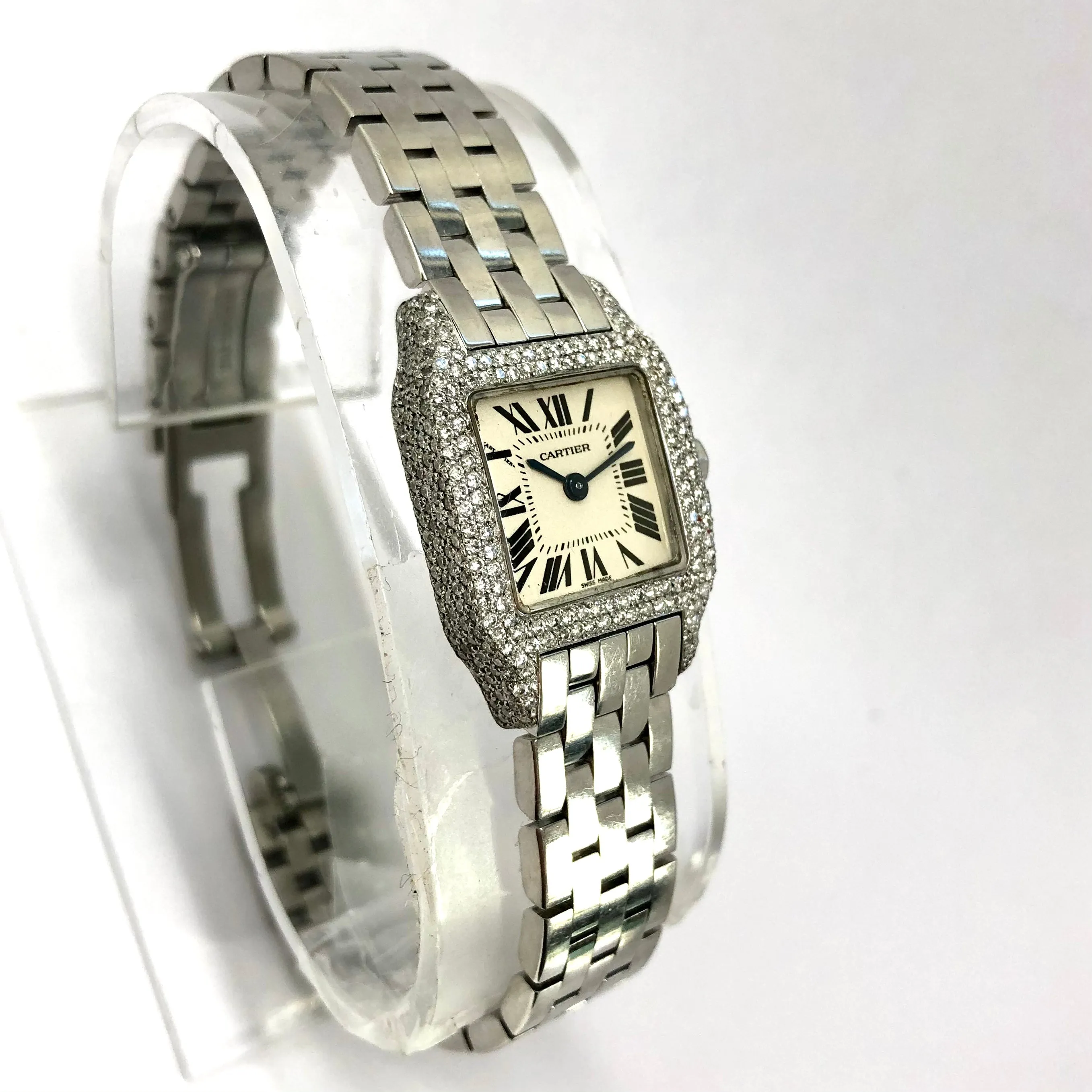 CARTIER SANTOS DEMOISELLE 2698 20mm Quartz Steel Diamond Watch