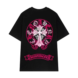 Chrome Hearts 24SS Horseshoe shaped cross logo printed short-sleeved T-shirt Black 3.6