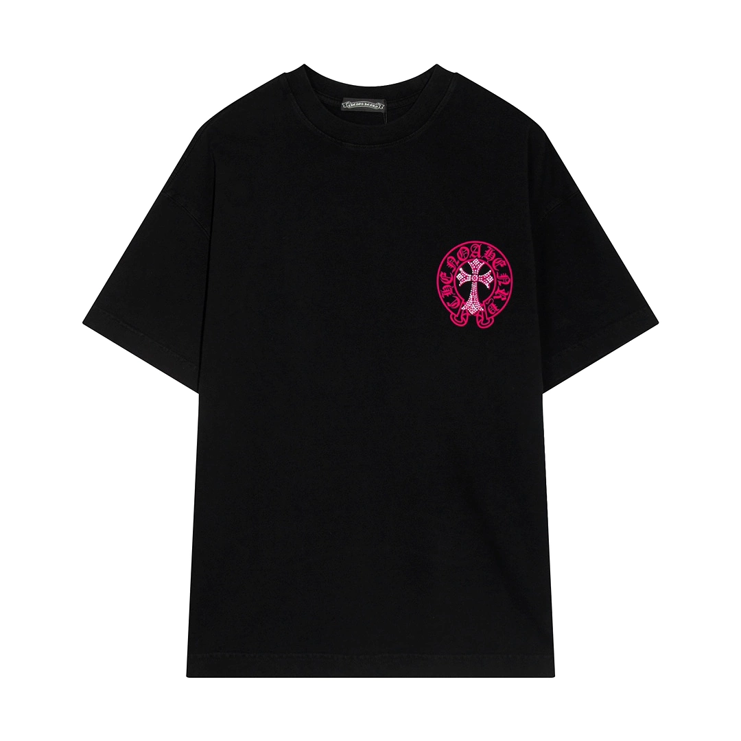 Chrome Hearts 24SS Horseshoe shaped cross logo printed short-sleeved T-shirt Black 3.6