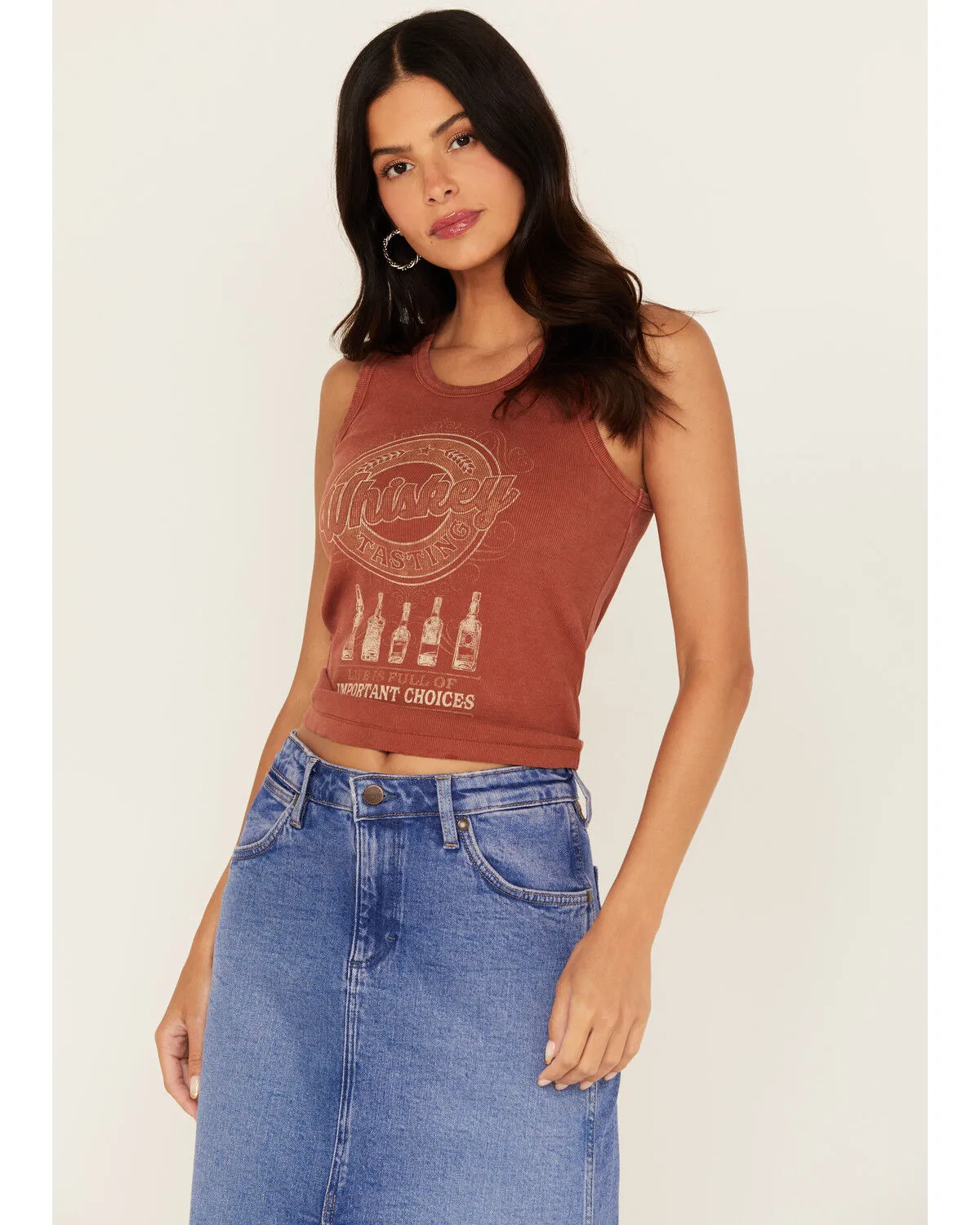 Cleo + Wolf Women's Whiskey Ribbed Graphic Tank Top