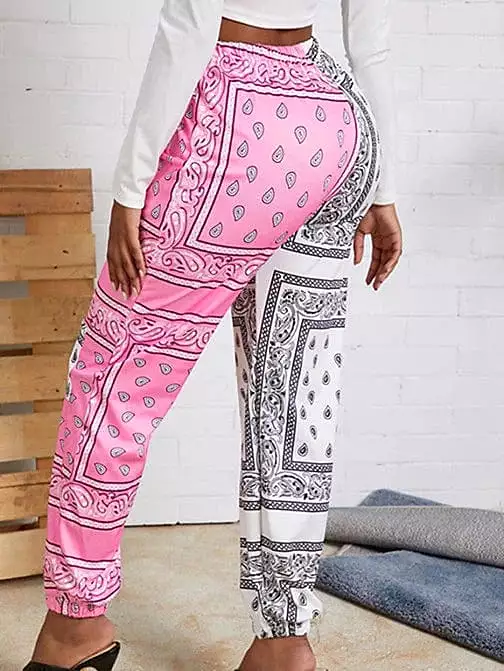 Comfortable Women's Mid-Waist Sweatpants with Ankle-Length Print Design