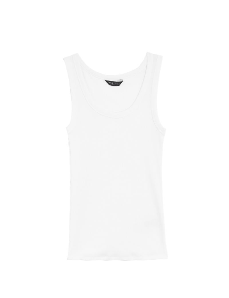 Cotton Rich Ribbed Slim Fit Vest Top