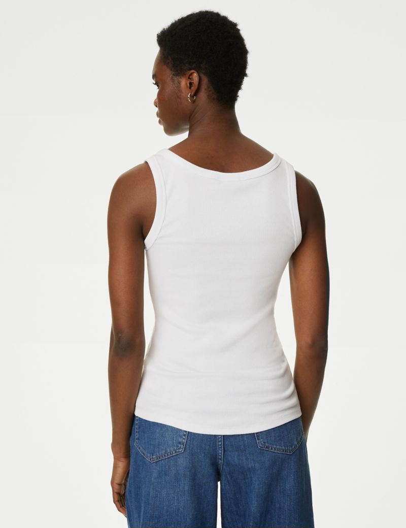 Cotton Rich Ribbed Slim Fit Vest Top