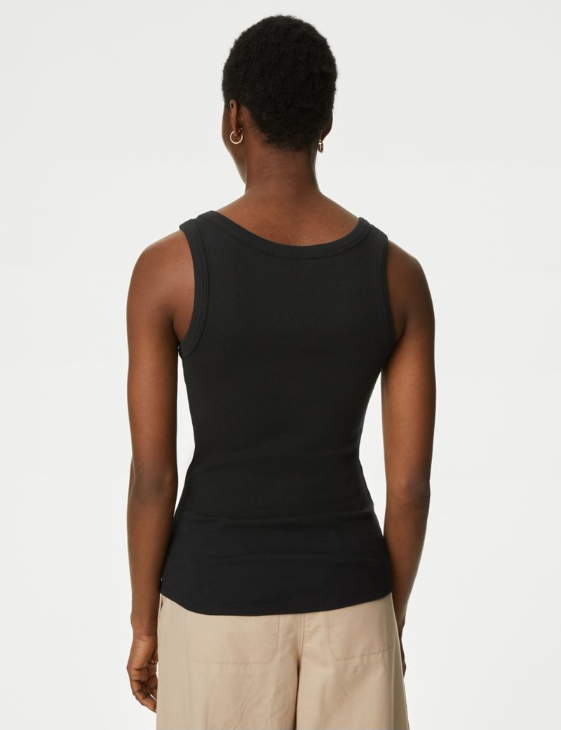 Cotton Rich Ribbed Slim Fit Vest Top