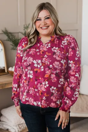 Counting On You Floral Blouse- Burgundy