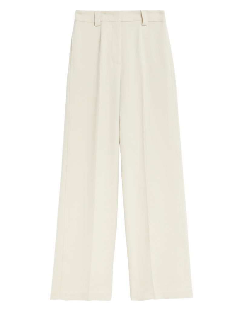 Crepe Tab Detail Wide Leg Trousers