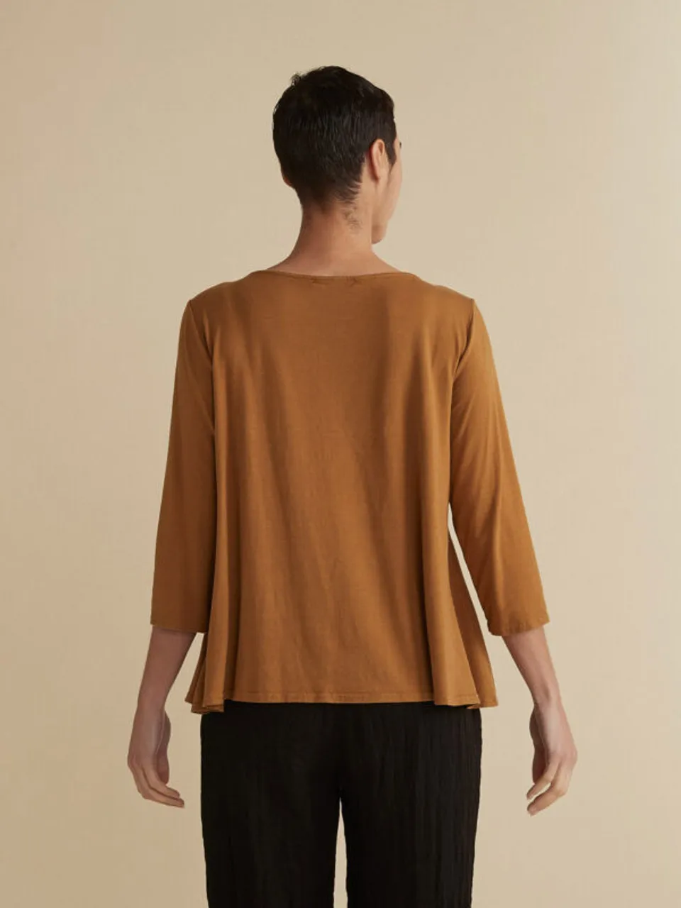 Cut Loose Tencel Knit A-line Boatneck Top