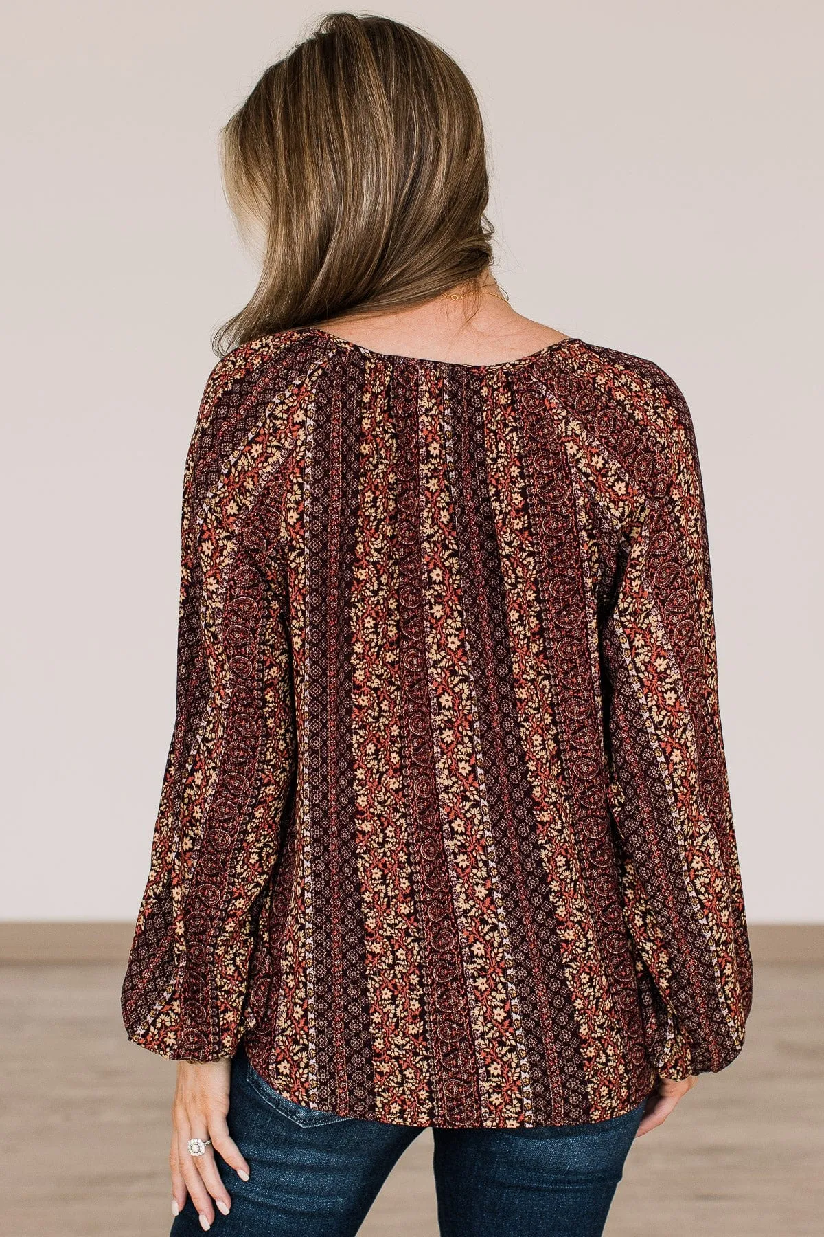 Dare To Dazzle Floral Blouse- Wine