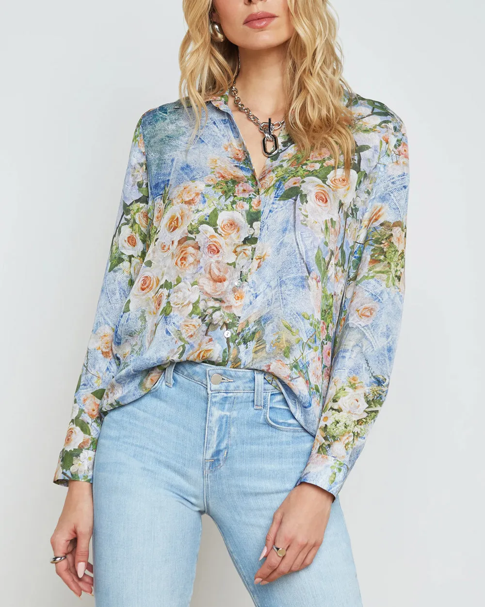 Denim Blue Floral Nina Blouse