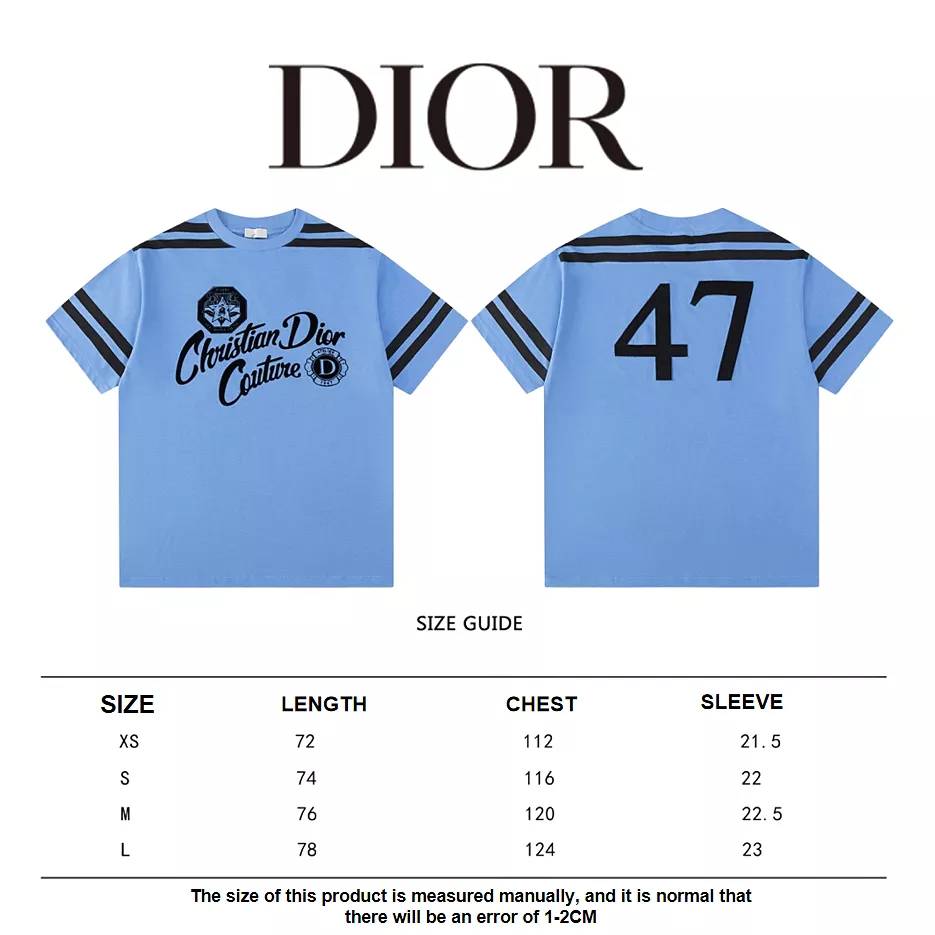 Dior 24SS new brand logo printed No. 47 T-shirt Blue 3.21