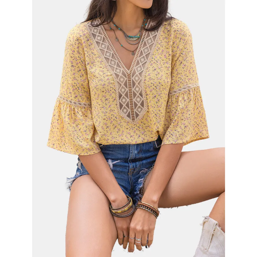 Ditsy Floral V-Neck Blouse