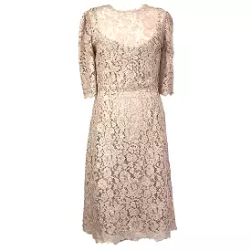 Dolce & Gabbana Nude Pink Lace Shift Dress M