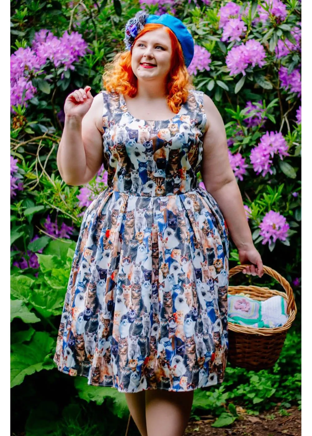 Dolly & Dotty Amanda Furry Cat 50's Swing Dress Multi