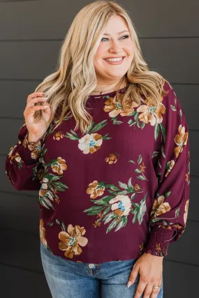 Enlighten Me Floral Blouse- Burgundy