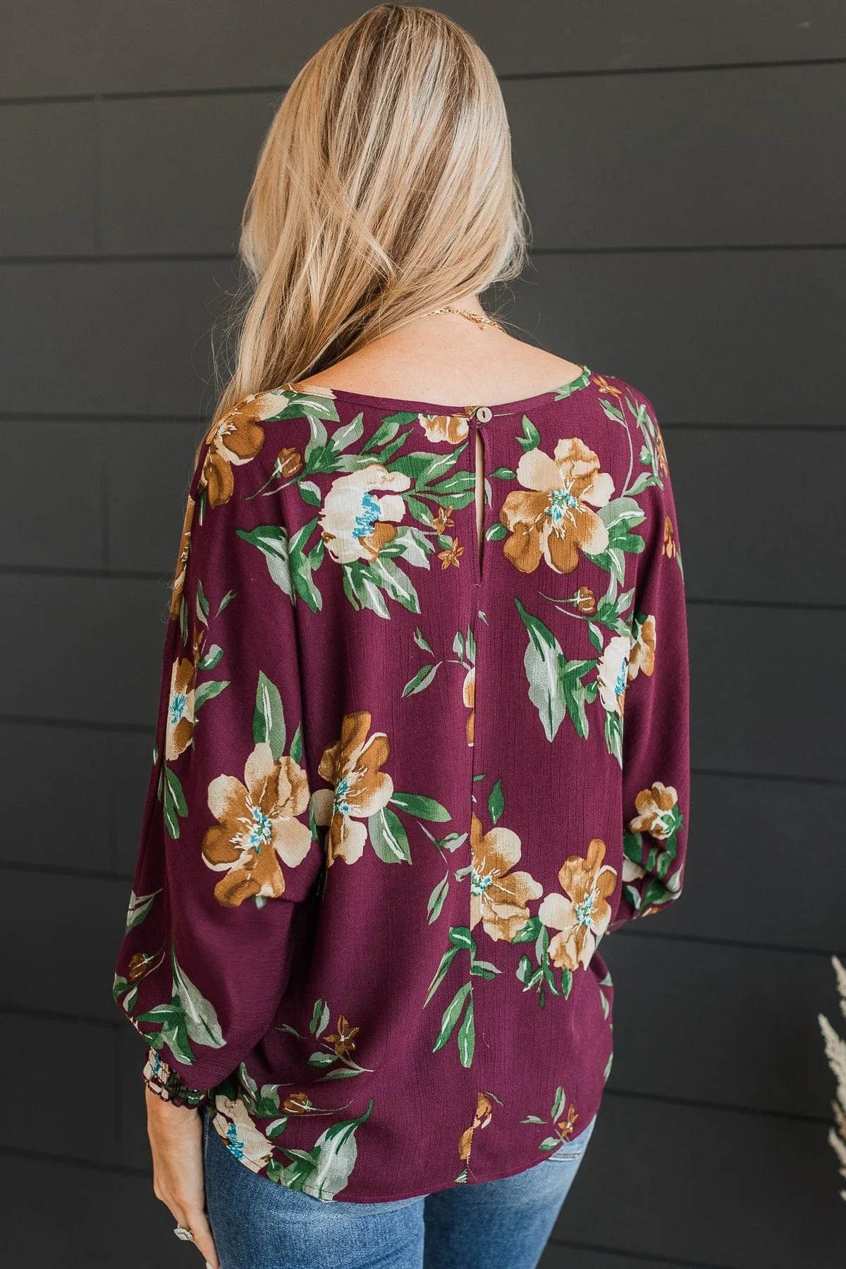 Enlighten Me Floral Blouse- Burgundy