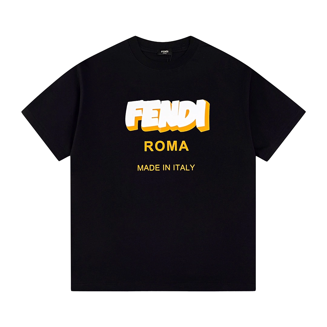 Fendi 24SS 3D printed letter logo short-sleeved T-shirt Black 3.6